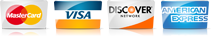 We Accept MasterCard, Visa, Discover and American Express